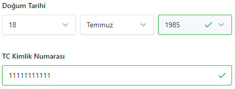 doğrulanmış tc kimlik no ekranı