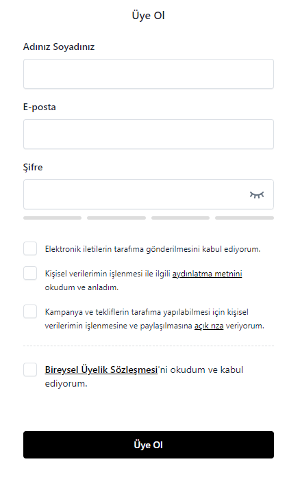 üyelik formu